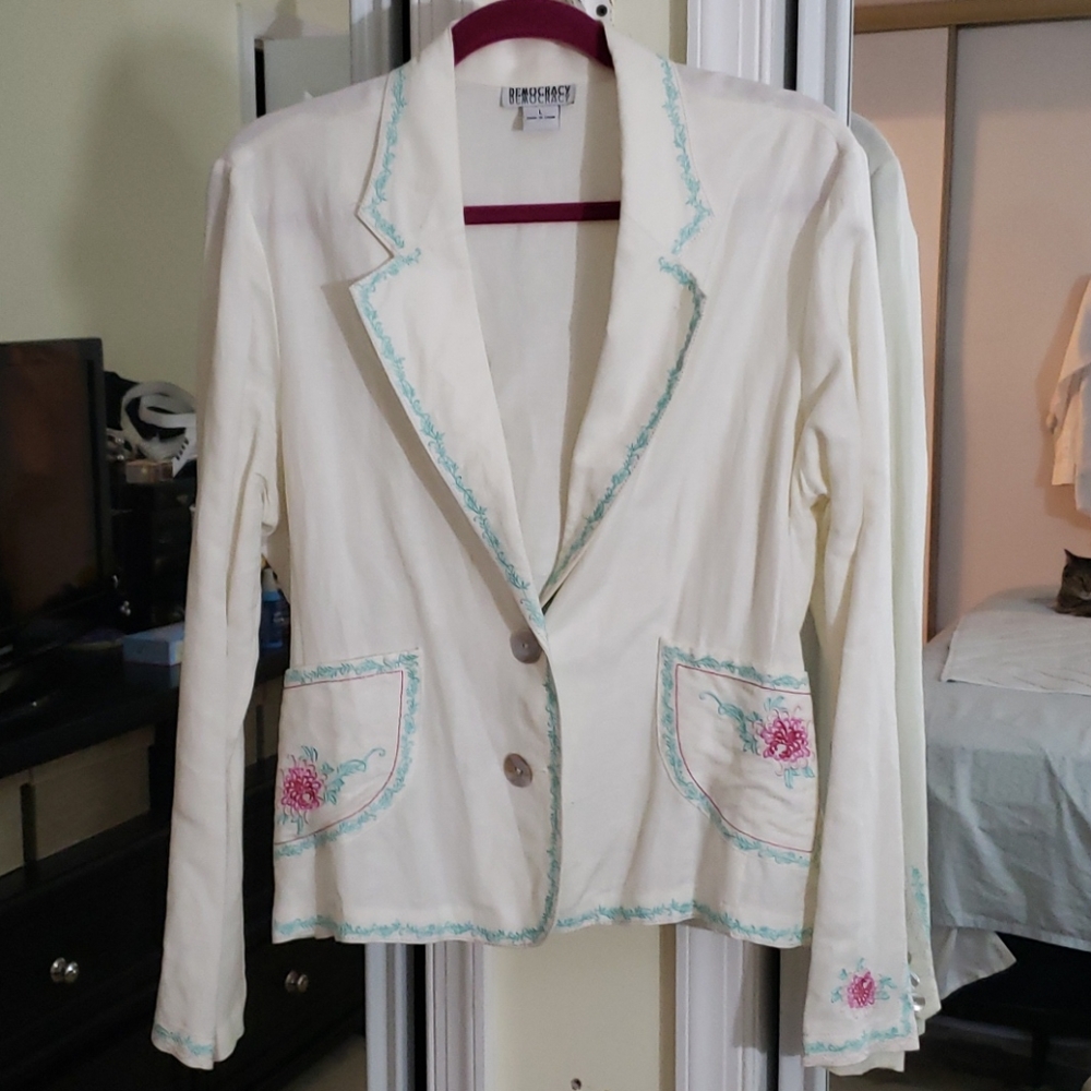 Vintage (late 70's) embroidered Democracy blazer